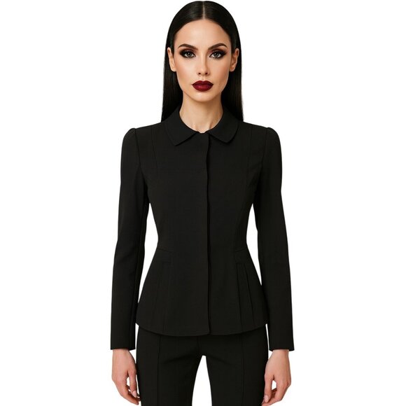 Elie Tahari Black Stretch Button-Front Womens Blazer Jacket Size S - Picture 1 of 10